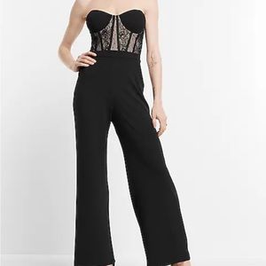 NWT Sweetheart Neckline Lace Corset Wide Leg Jumpsuit 4 #76